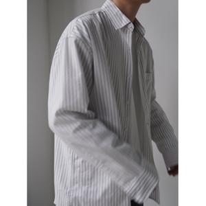 条纹休闲衬衫男秋季宽松长袖衬衣韩版潮流翻领上衣XZ710-803P50图片