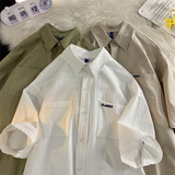 中性风短袖衬衫男生夏季薄款日系工装潮牌2025新款情侣款衬衣外套，商品下架区，星座710