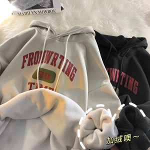 2025新款字母印花连帽卫衣男cityboy宽松上衣情侣休闲外套WY07P68图片