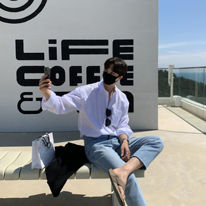 黑色衬衫男高级感轻熟风英伦雅痞男装禁欲系ins潮牌西装内搭衬衣图片