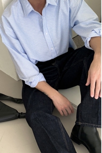 条纹衬衫男长袖秋季高级感痞帅韩版潮流休闲衬衣外套XZ710-805P50图片