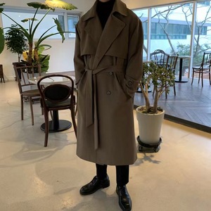 韩版宽松潮流帅气大衣双排扣外套秋冬中长款风衣男710F0125图片