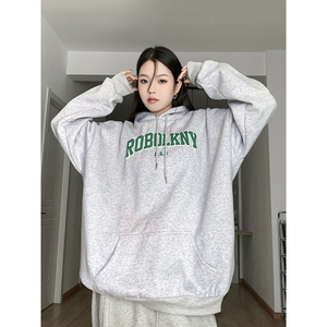 新款纯棉连帽灰色卫衣女秋冬加绒加厚宽松潮ins春秋WY03P58,星座710