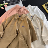 中性风短袖衬衫男生夏季薄款日系工装潮牌2025新款情侣款衬衣外套，商品下架区，星座710