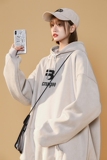 连帽卫衣女秋冬款潮牌重磅宽松oversize加绒加厚外套上衣wy04P58，女装短外套，星座710