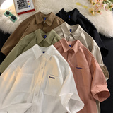 中性风短袖衬衫男生夏季薄款日系工装潮牌2025新款情侣款衬衣外套，商品下架区，星座710