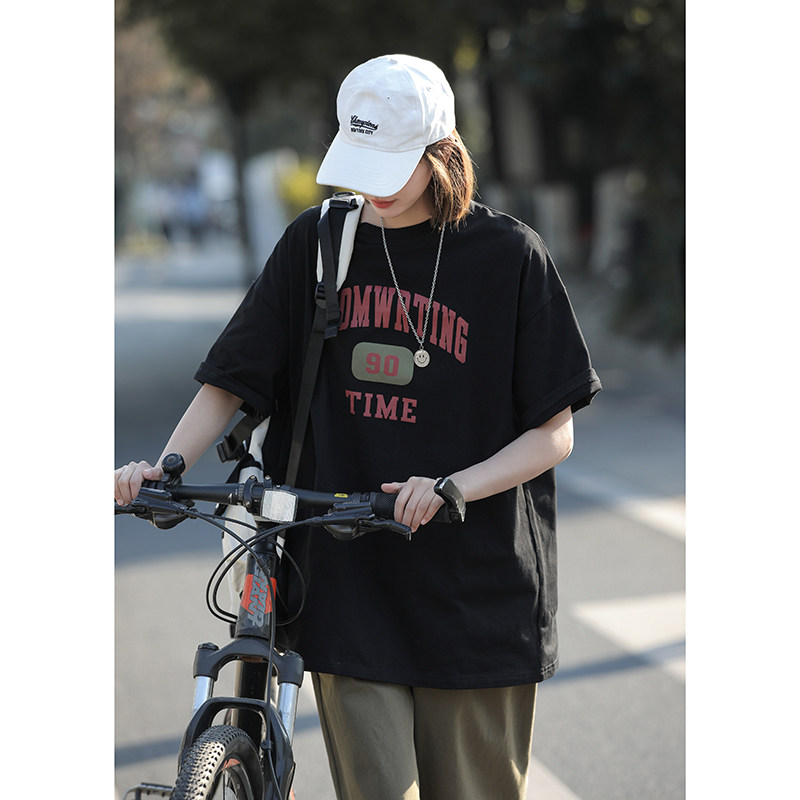 宽松短袖女t恤夏季2025年新款小众设计感印花上衣T01-P35,男装T恤,星座710