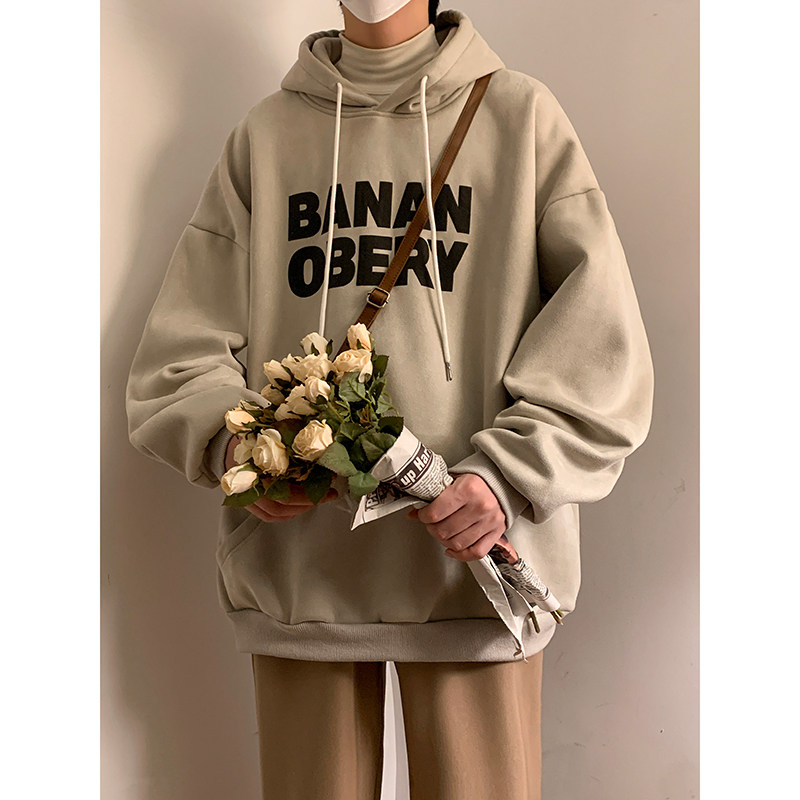麂皮绒卫衣男秋冬ins潮牌水洗宽松男生卫衣刺绣连帽外套WY06P68,女装短外套,星座710
