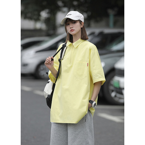 西海岸日系纯棉短袖衬衫女设计感小众休闲夏季薄款上衣7001-P45图片