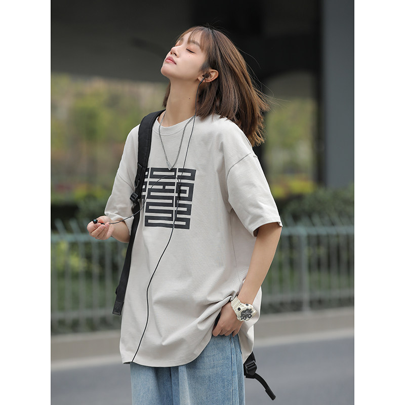 日系重磅短袖T恤女夏季复古潮牌oversize情侣半袖潮teeT03-P35,商品下架区,星座710