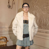 时尚 茉萱 皮草女 西服领2025新款 冬季 塞尔维亚 非洲草原兔中长款