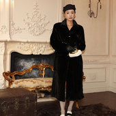 进口紫标级天鹅绒水貂外套翻领长款 茉萱 玫瑰骑士 貂皮大衣女秋冬