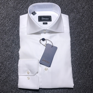 温莎领一字领白色衬衣 意式 MRZO全棉出口欧美男装 商务正装