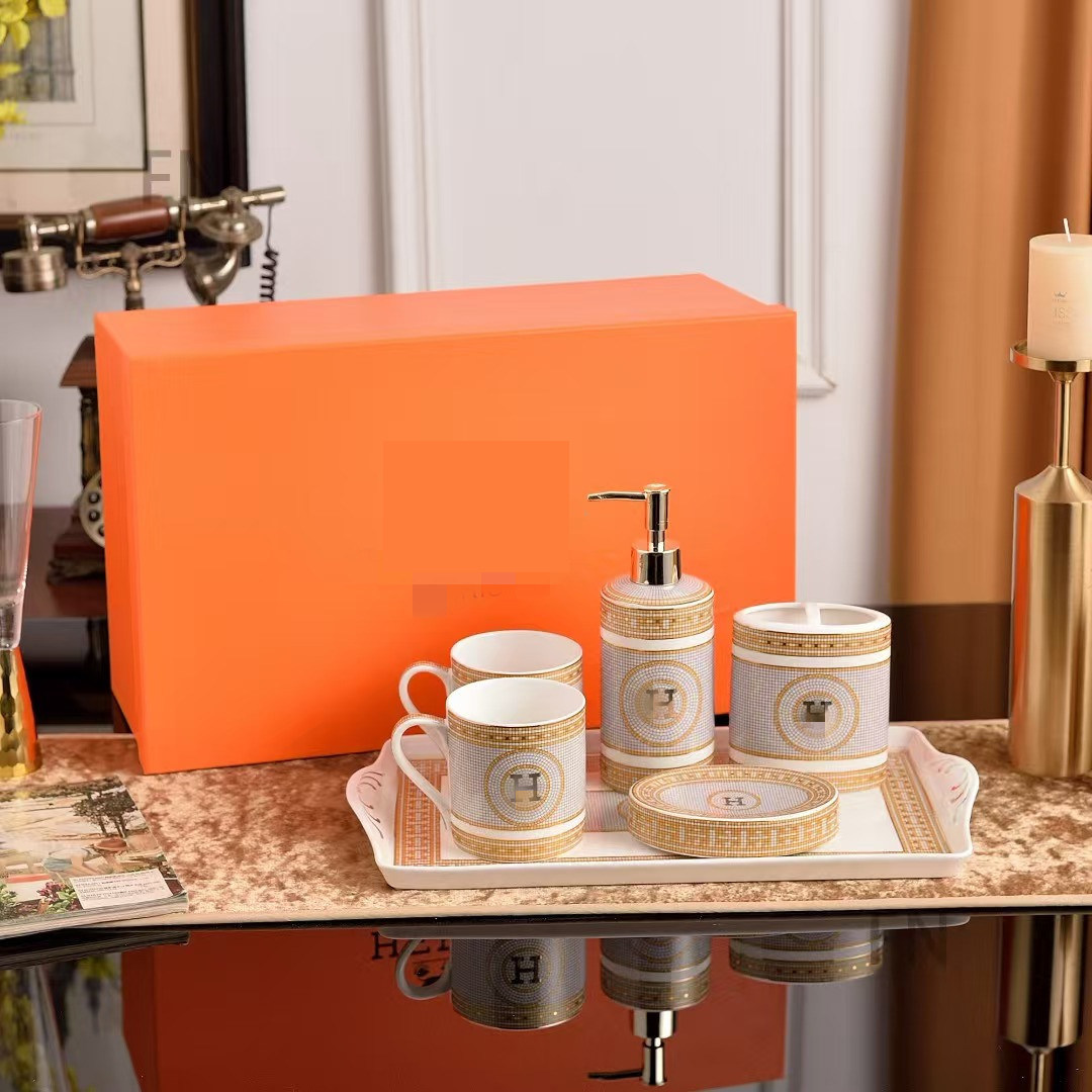 洗漱套装五件套浴室陶瓷牙架漱口杯牙具刷牙杯欧式卫浴六件套