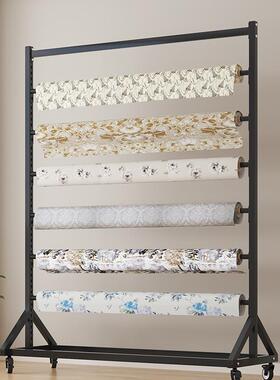 纺织面料布料展示移动样布架家纺桌布塑料薄膜展架展会挂布卷货架