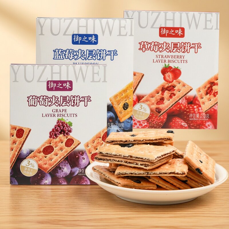 葡萄夹层饼干草莓蓝莓味小包零食