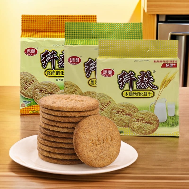 嘉士利思朗纤麸粗粮饼干380g木糖醇杂粮高纤消化饼代餐休闲小零食