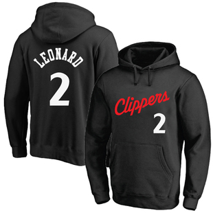 洛杉矶快船2号伦纳德球衣训练服加厚保暖套头卫衣小卡莱纳德帽衫