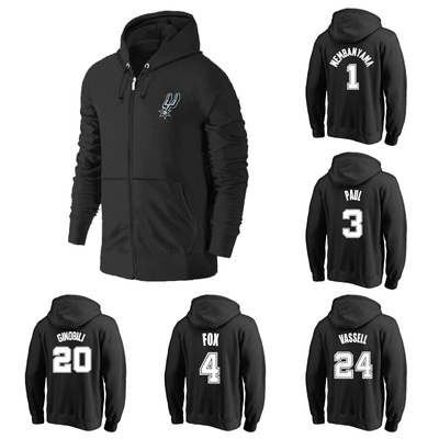 马刺文班亚马保罗福克斯瓦塞尔邓肯吉诺比利球衣拉链卫衣帽衫外套