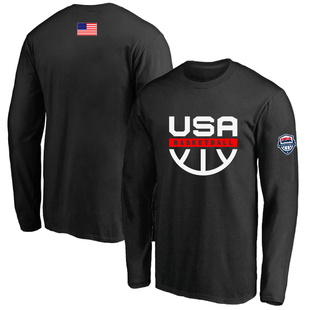 春秋美国篮球国家队USA梦之队球衣训练服薄款纯棉圆领长袖T恤