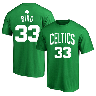 纪念版凯尔特人33号大鸟伯德球衣训练服纯棉圆领短袖T恤篮球半袖