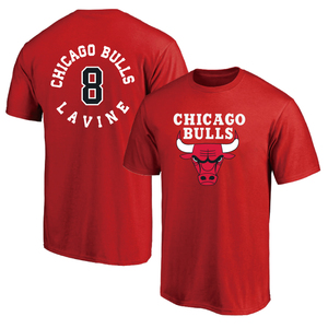 芝加哥公牛8号扎克拉文球衣训练服纯棉圆领短袖T恤篮球运动半袖