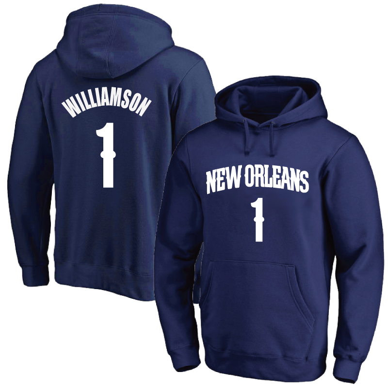 鹈鹕1号锡安威廉姆斯球衣训练服加厚保暖套头卫衣篮球运动帽衫