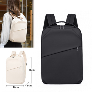轻便双肩包女士通勤时尚14电脑包13.3英寸小背包休闲纯色学生书包