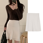 白色缎面斜裁鱼尾裙丝滑法式 短裙百搭光泽垂感半身裙新款 夏季 新款