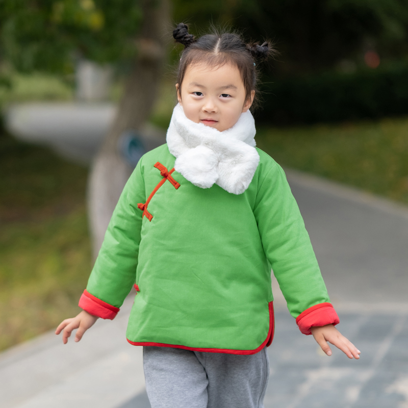 玉想晓绿中式女童手工童装冬季儿童唐装汉服国学拜年服加厚小棉袄