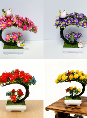 假花仿真花摆设客厅装饰花塑料花艺摆件室内茶几餐桌玫瑰花小盆栽