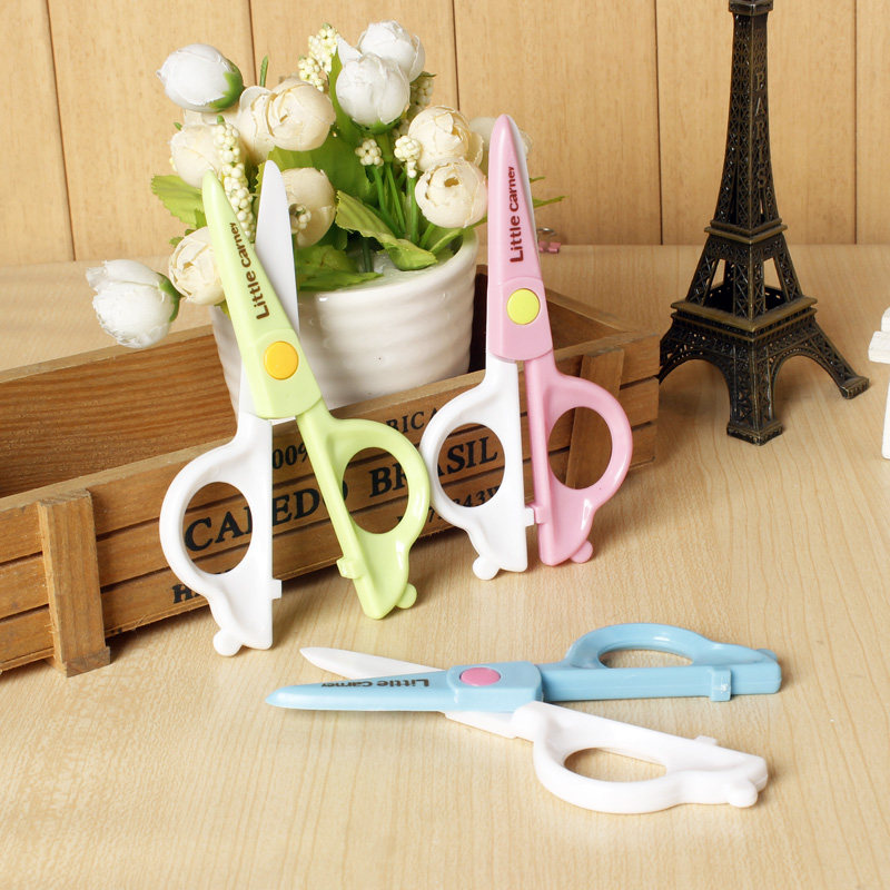 리틀 카니 학생 안전 가위 수제 귀여운 일본과 한국 어린이 1 학년 종이 컷 플라스틱 둥근 머리 만능 칼