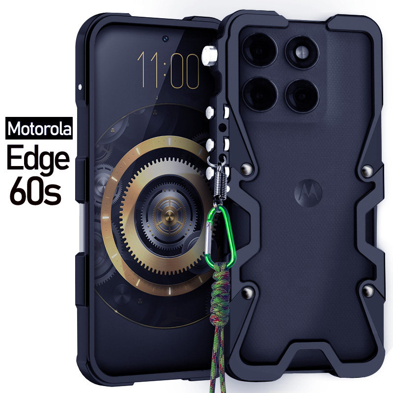 适用于摩托罗拉Edge60Pro金属边框式手机壳60S铝合金保护套60Fusion防摔透气散热挂绳手绳硬外壳机械臂新款厚