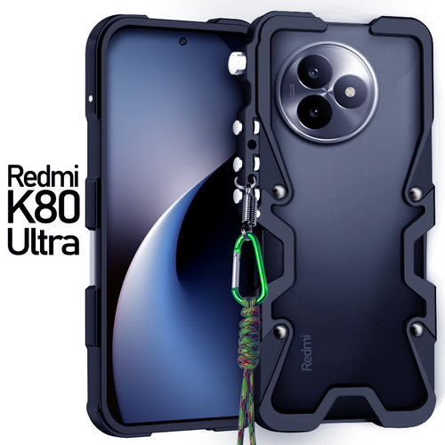 适用于红米K80至尊版新款金属边框式手机壳K80Ultra防摔铝合金保护套机械臂挂绳镂空散热硬外壳简约包边中框