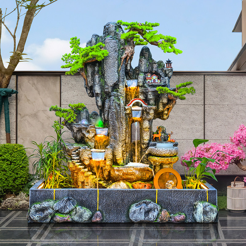 大型落地假山流水喷泉新中式户外庭院花园造景装饰瀑布大鱼池摆件,家居饰品,流水摆件,淘宝优惠券,粉丝福利购,淘宝优惠卷