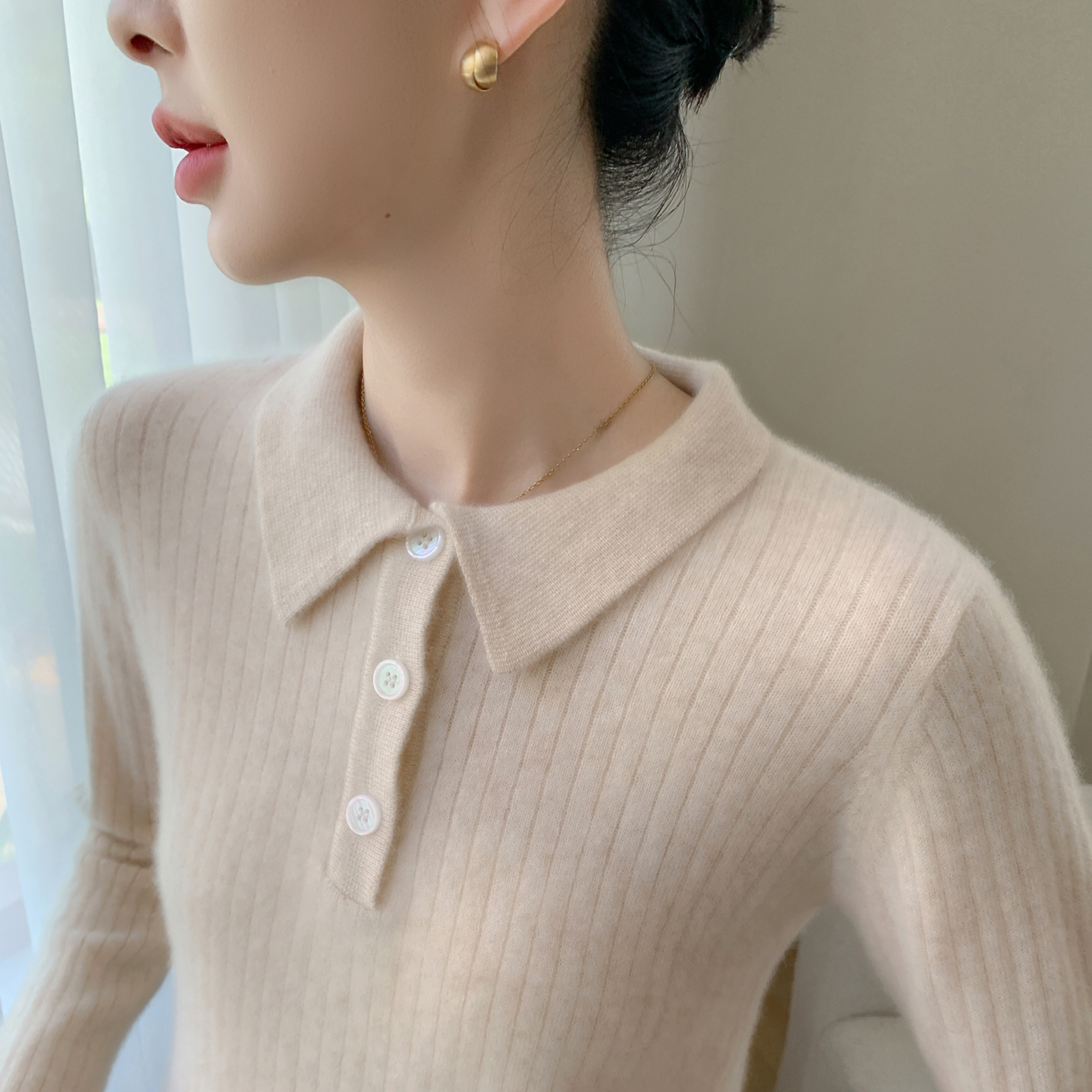 POLO领100纯山羊绒衫女