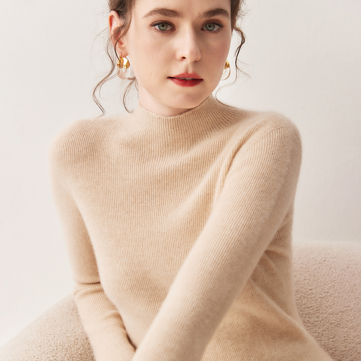 超软糯baby小山羊绒衫女半高领