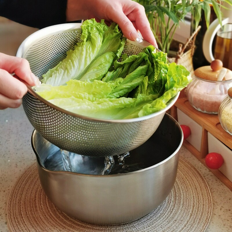 出口 304食品不锈钢漏盆洗菜盆淘米篮沥水篮淘米筛滤水篮汤盆套装