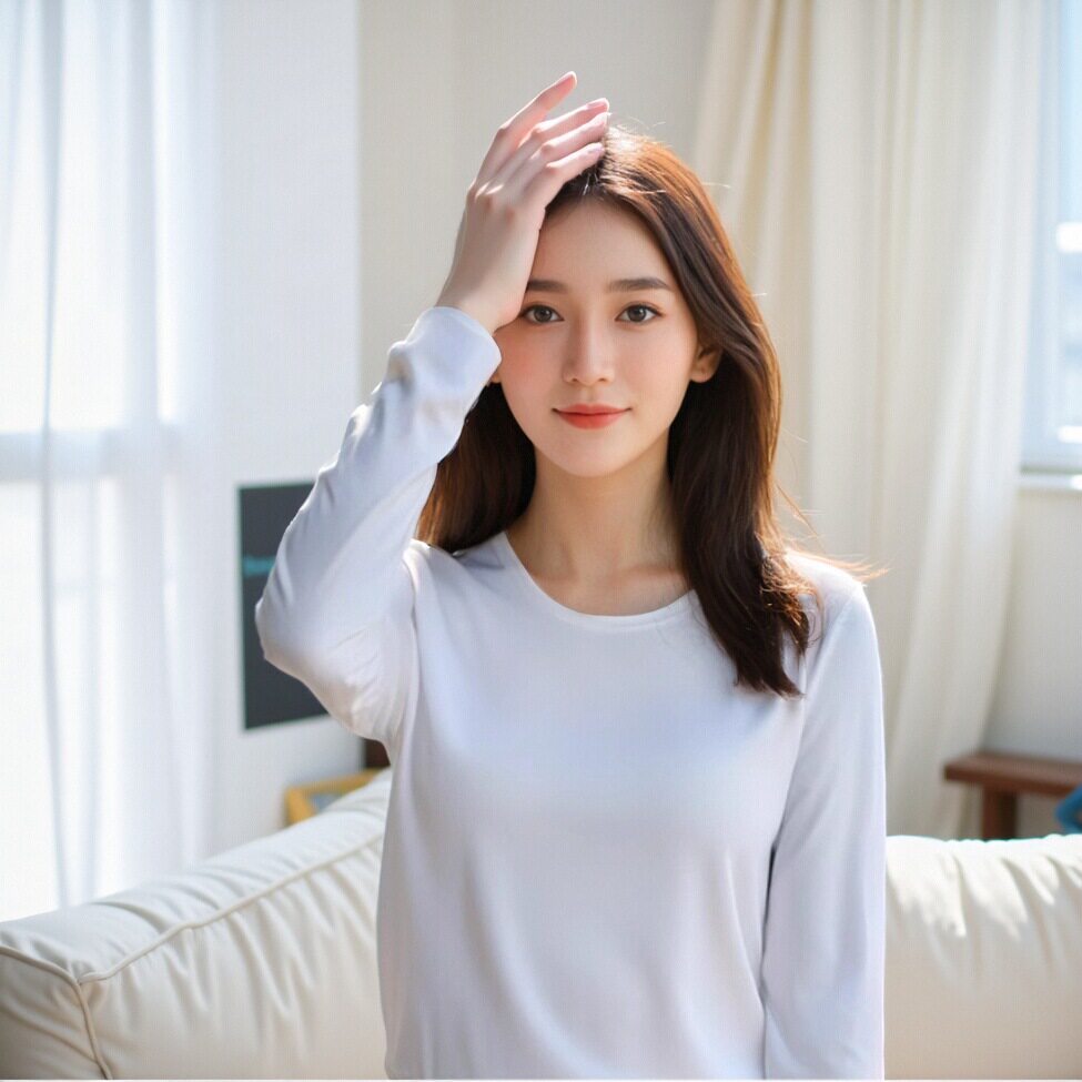 牛奶丝白色长袖T恤薄款男女同款宽松打底衫N纯色休闲百搭圆领简约