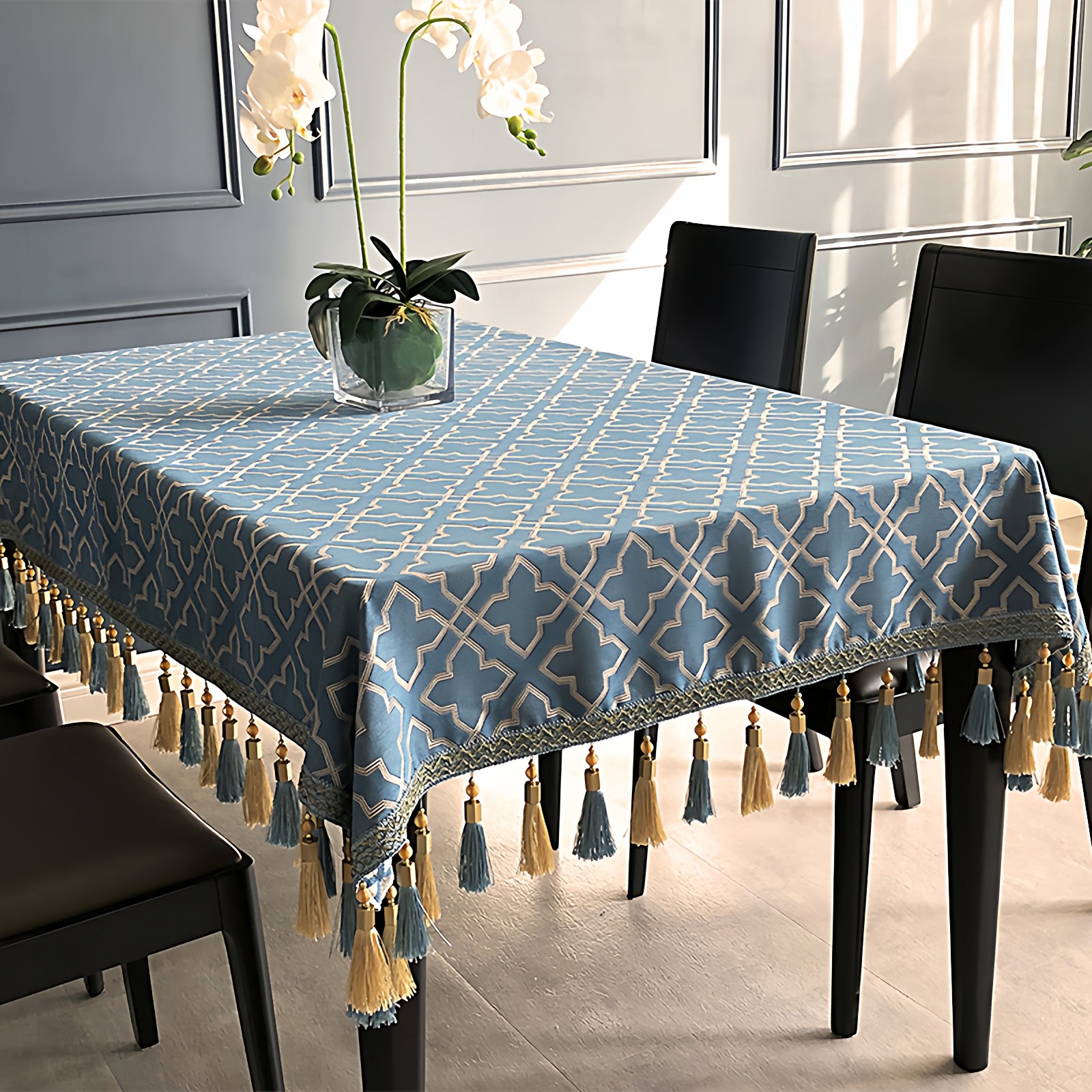 高档轻奢新中式桌布餐桌布圆桌布长方型流苏茶几桌布台布现代简约,居家布艺,桌布,淘宝优惠券,粉丝福利购,淘宝优惠卷