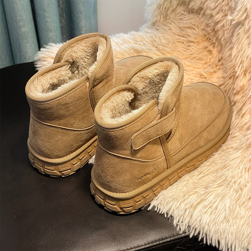 桑坡厚底加绒雪地靴男女款2025新款全羊毛户外零下40°保暖棉鞋潮