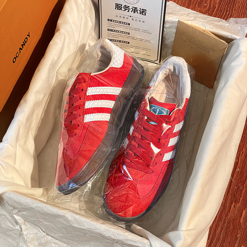 德国正品真皮德训鞋男女款2025秋季情侣百搭休闲厚底透气运动板鞋