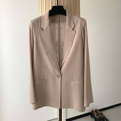 重磅鬼绉真丝一粒扣轻薄西装外套