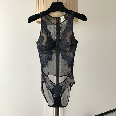 性感透视蕾丝网纱修身连体衣背心