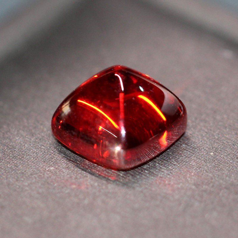 正方形糖塔切平底光面帕德玛石榴石裸石橘红色宝石戒面珠宝首饰品
