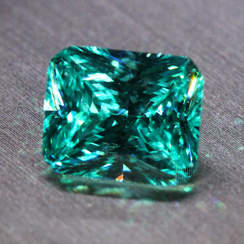 长方形帕拉伊巴裸石蓝绿色碧玺糖果高冰种戒指吊坠未镶嵌冷淡风女