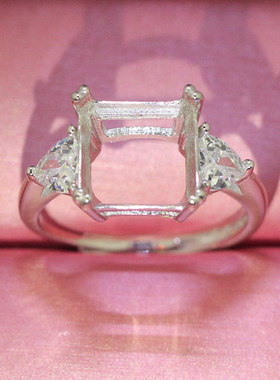 正方形冰花切戒托戒指空托雷迪恩