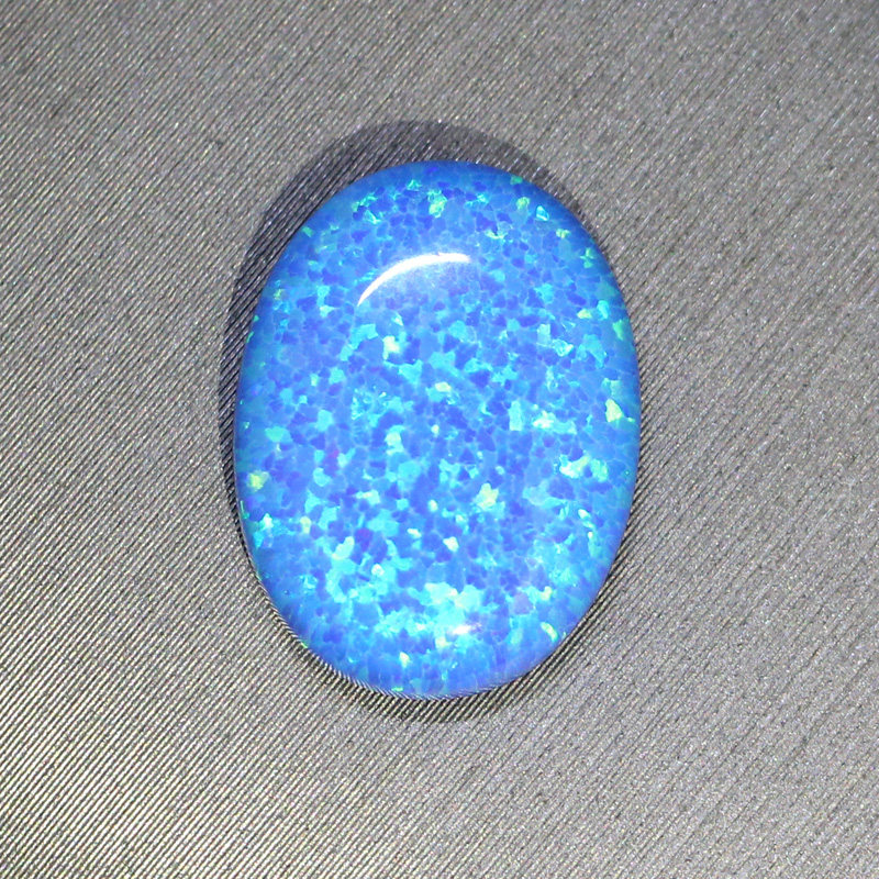 椭圆形浅蓝色欧泊裸石合成澳宝蛋白石平底素面光面戒指戒面项链女