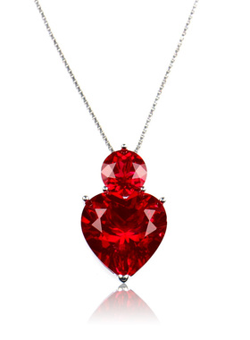 心形大吊坠红宝石女925纯银