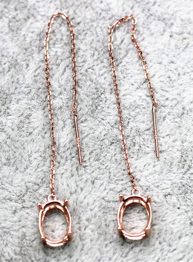 流苏耳线空托女纯银S925波浪长款空拖镶嵌宝石超仙气质韩国耳线托